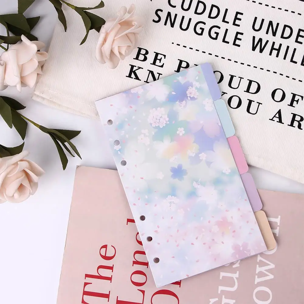 A5 A6 6-Ring Binder Notebook Binders Notebook Divider Index Loose Leaf Separator Page Binder Index Page Cherry Blossoms Style