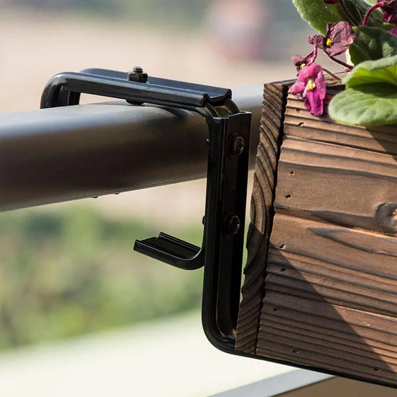 

Flower Box Brackets 2PCS Iron Adjustable No Drill Flower Box Holder Planter Brackets Wall Mount Holder Hang Flower Box Holders