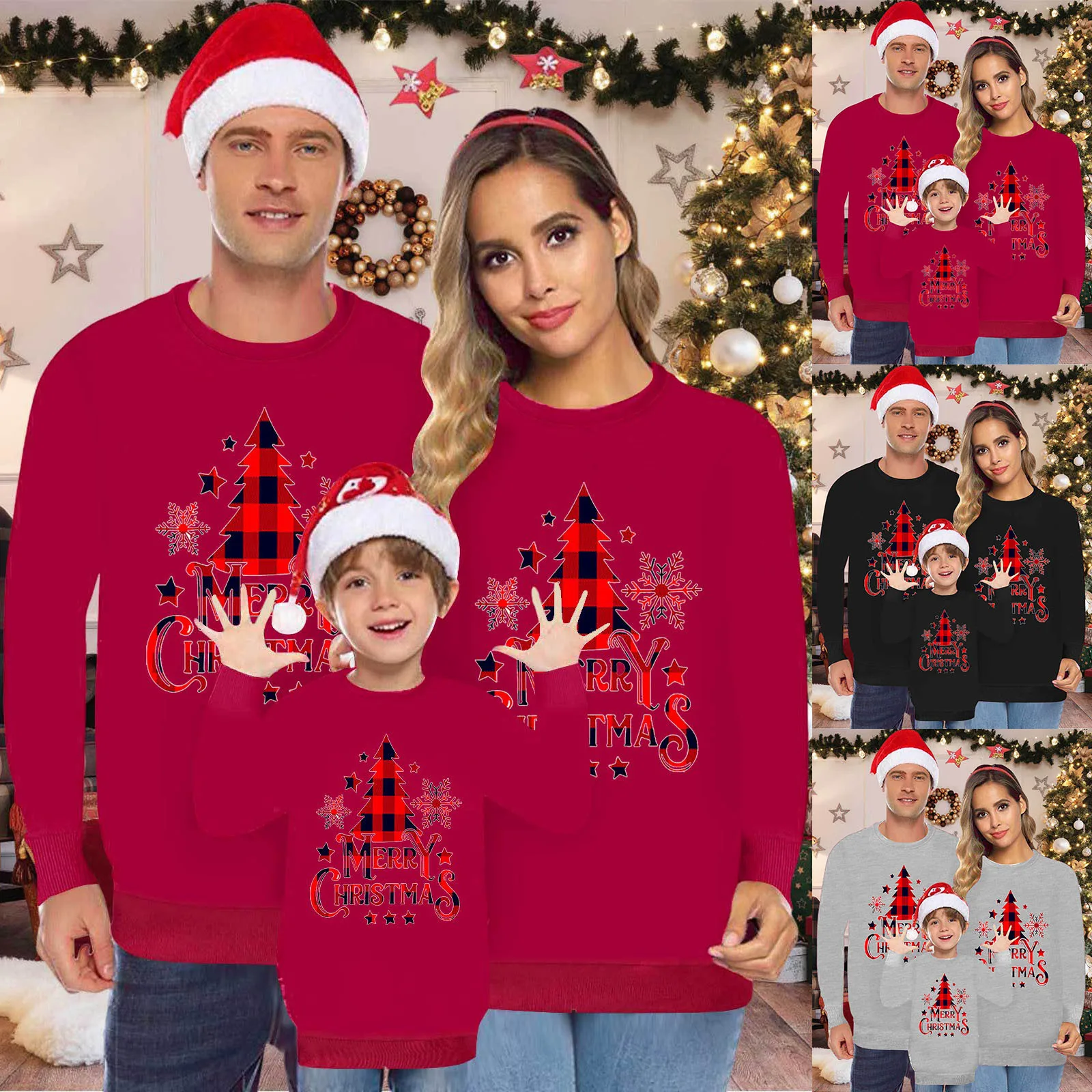 New Christmas Family Pajamas Stylish Christmas Tree Print Warm Pyjama Suit Family Xmas Set Baby Romper Family Matching Outfits