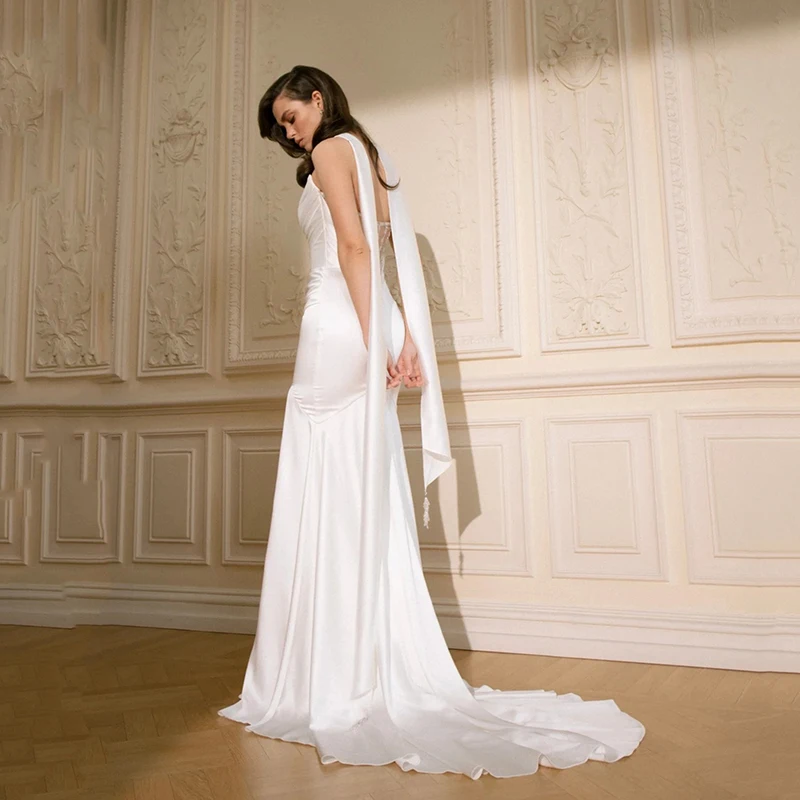 Suknie ślubne Eightree w stylu białej syreny, dekolt w serduszko, bez rękawów, wysokie rozcięcie, odkryte plecy, suknia ślubna, suknia balowa, możliwość personalizacji