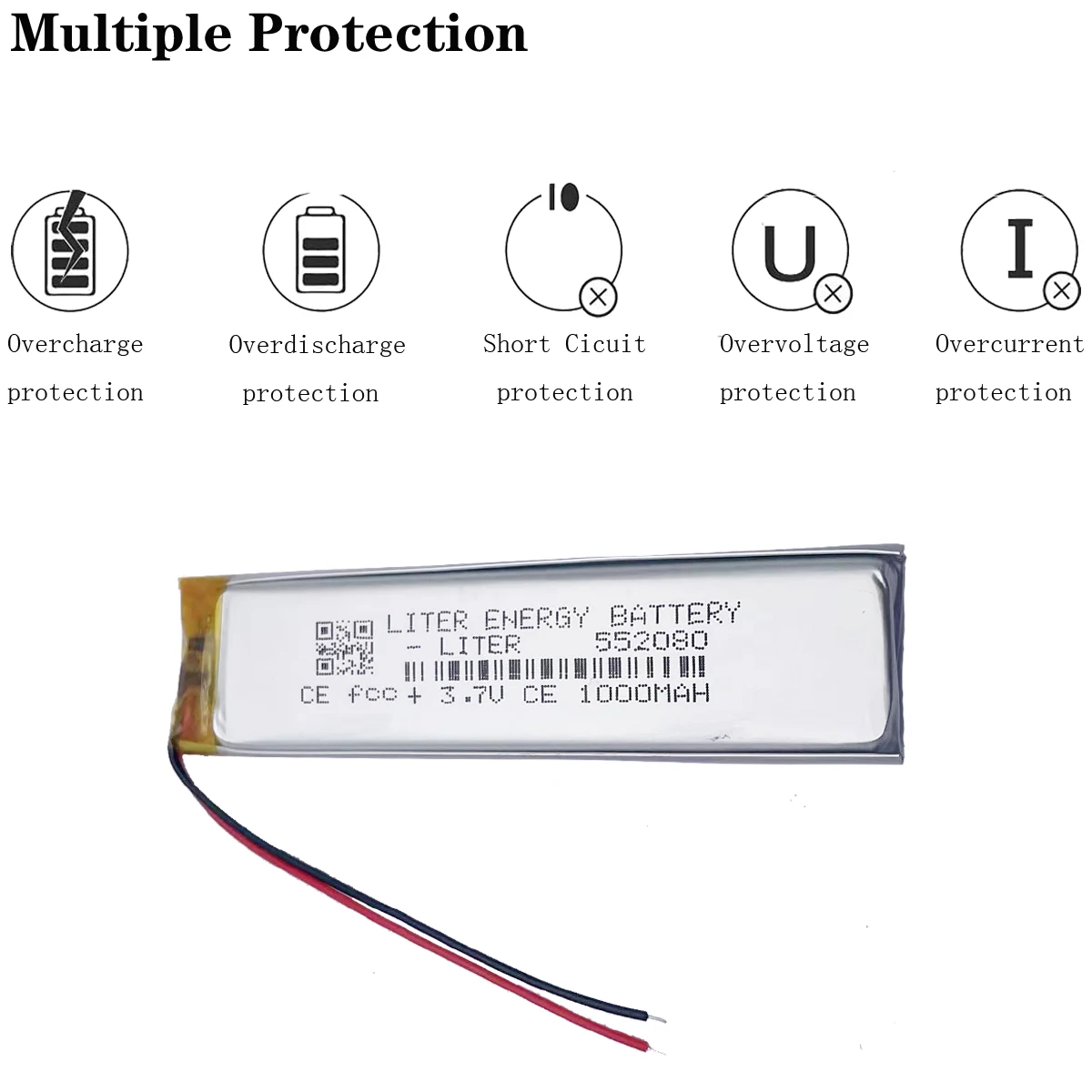 3.7V wbudowany pasek polimerowy w kształcie 552080 1000mah bateria litowa o dużej pojemności do Mp4 Mp5