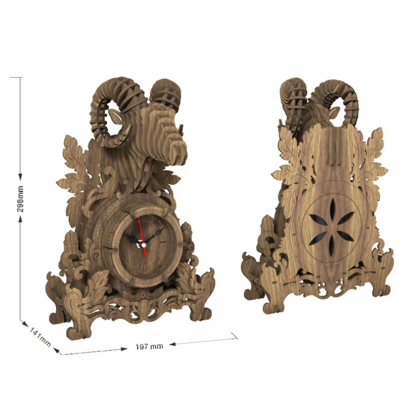 Cheap Factory Sell Laser Cut Wood 3D Puzzle Desk/Wall Clock Owl Deer Head Shape Crafts Promotional Gift