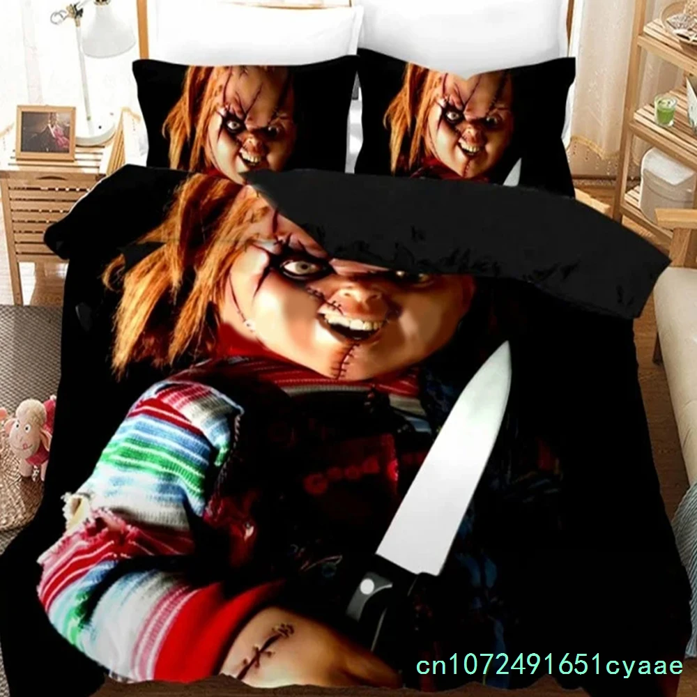 Horror Movie Child Of Play Chucky Bedding Set Boys Girls Twin Queen Size Duvet Cover Pillowcase Bed Kids Adult
