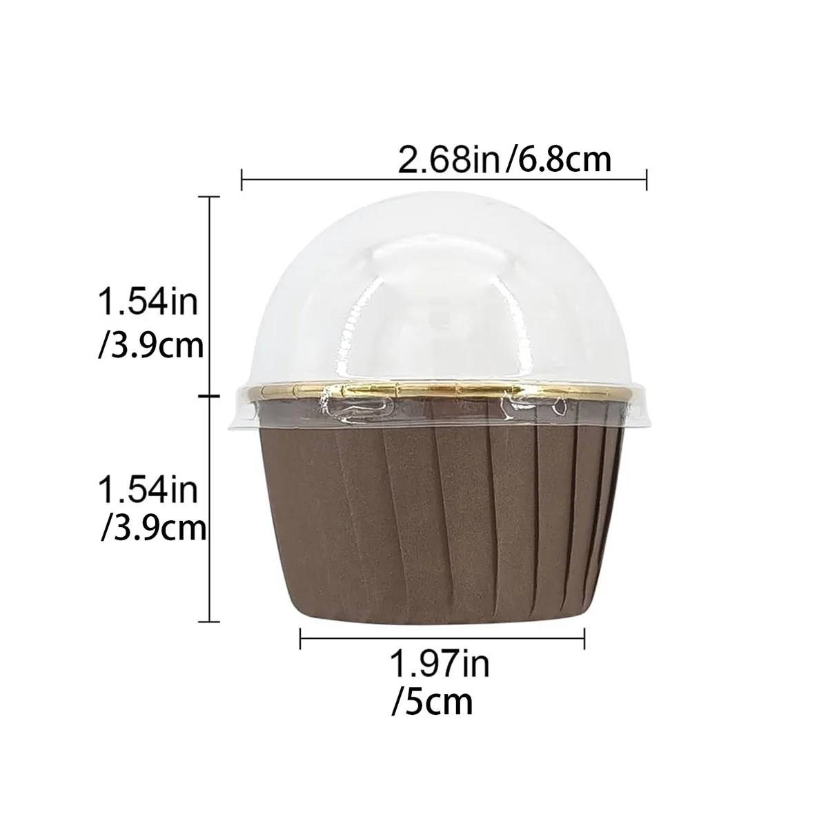 50sets Cupcake Liners with Dome Lids Spoon, Foil Baking Cups Muffin Liners, Disposable Cupcake Tins Cupcake Wrappers for Wedding