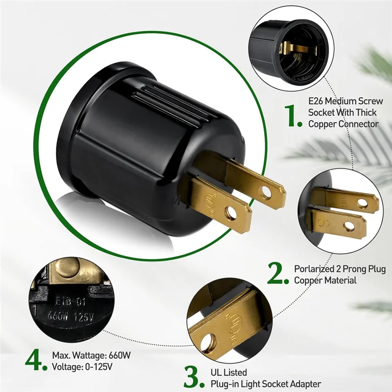 

A33Z-переходник на розетку. Подключаемая розетка для освещения. Преобразуйте розетку на цоколь для лампочки. Поляризованная вилка стандарта США.