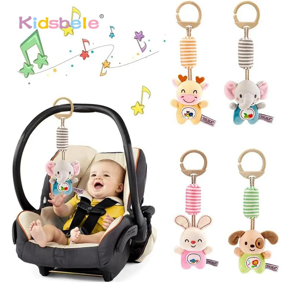 Interactive Baby Stroller Crib Toy – Soft Eco-Friendly Plush with Rattles, Teether & Sensory Learning Features