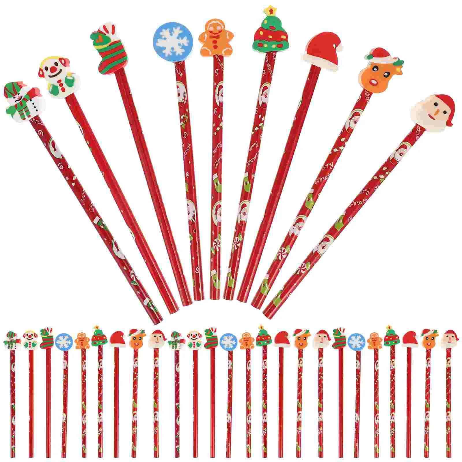 

36 Pcs Christmas Pencil Adorable Pencils with Eraser School Supplies Portable Bulk Kids Wooden Gift Student