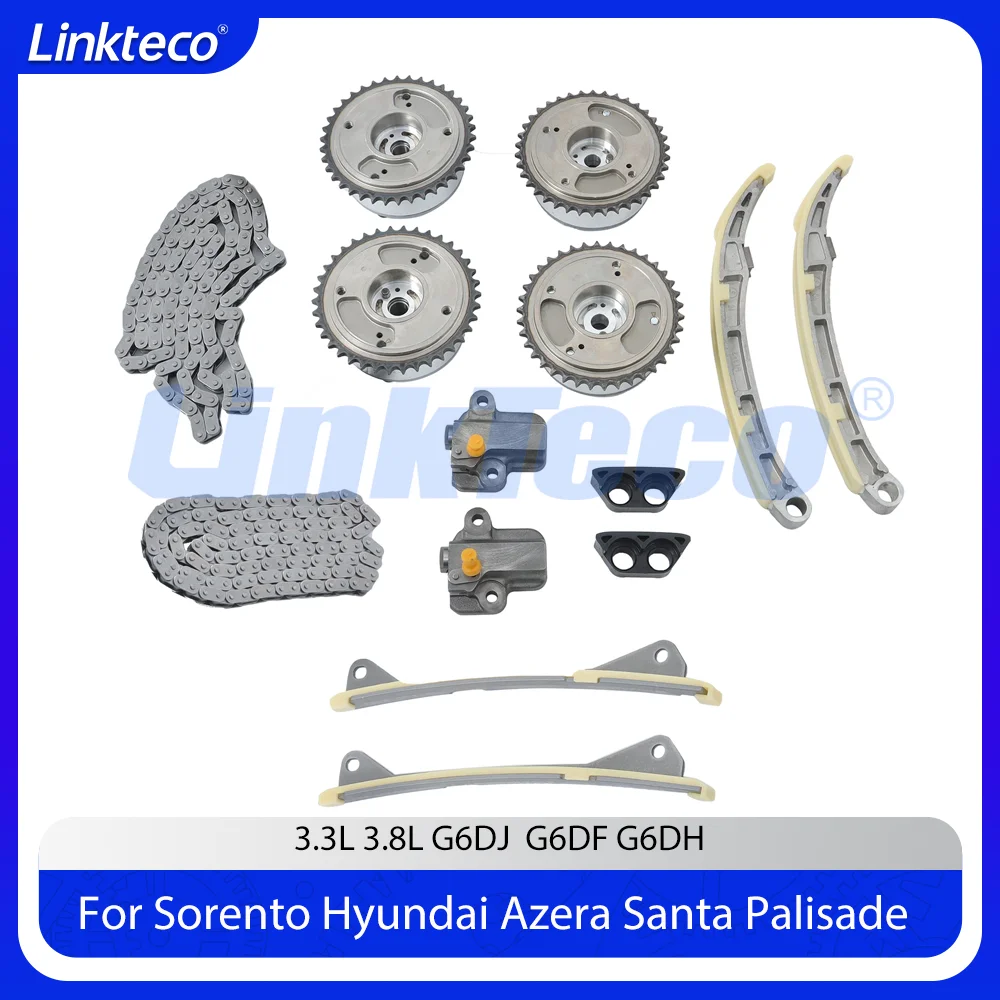 

Engine Timing Chain Kit Camshaft VVT Gears Fit 3.3 3.8 L V6 GAS G6D For Hyundai Kia Santa Fe Sorento Azera Genesis 3.3L 3.8L
