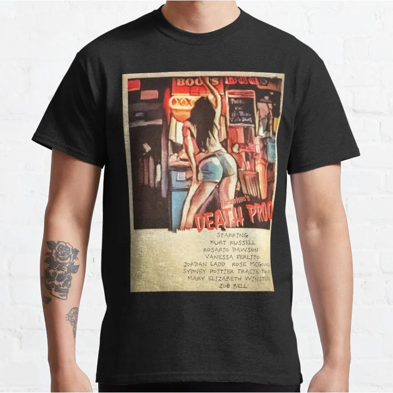 

Death Proof Alternative 80s vintage movie Pulp fiction Short-sleeve crewneck T-shirt for men large size Adult Tops S-6xl