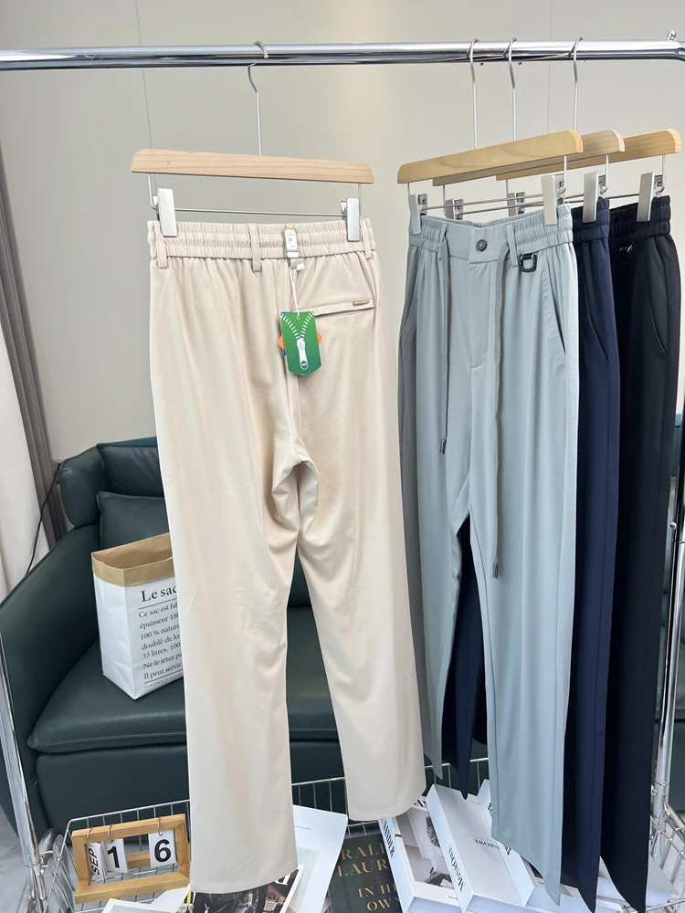 

Men's Casual Silkmixed Outdoor Comfortable Elastic Breathable Versatile Summer Outdoor Leisure Pants Straight-cut mid Waist