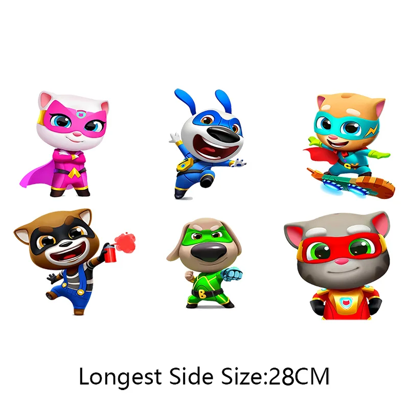Talking Tom Heroes Heat Transfer Clothes Stickers for Clothing Print Cartoon Patches Iron-on Transfer Boys DIY Garment Jacket