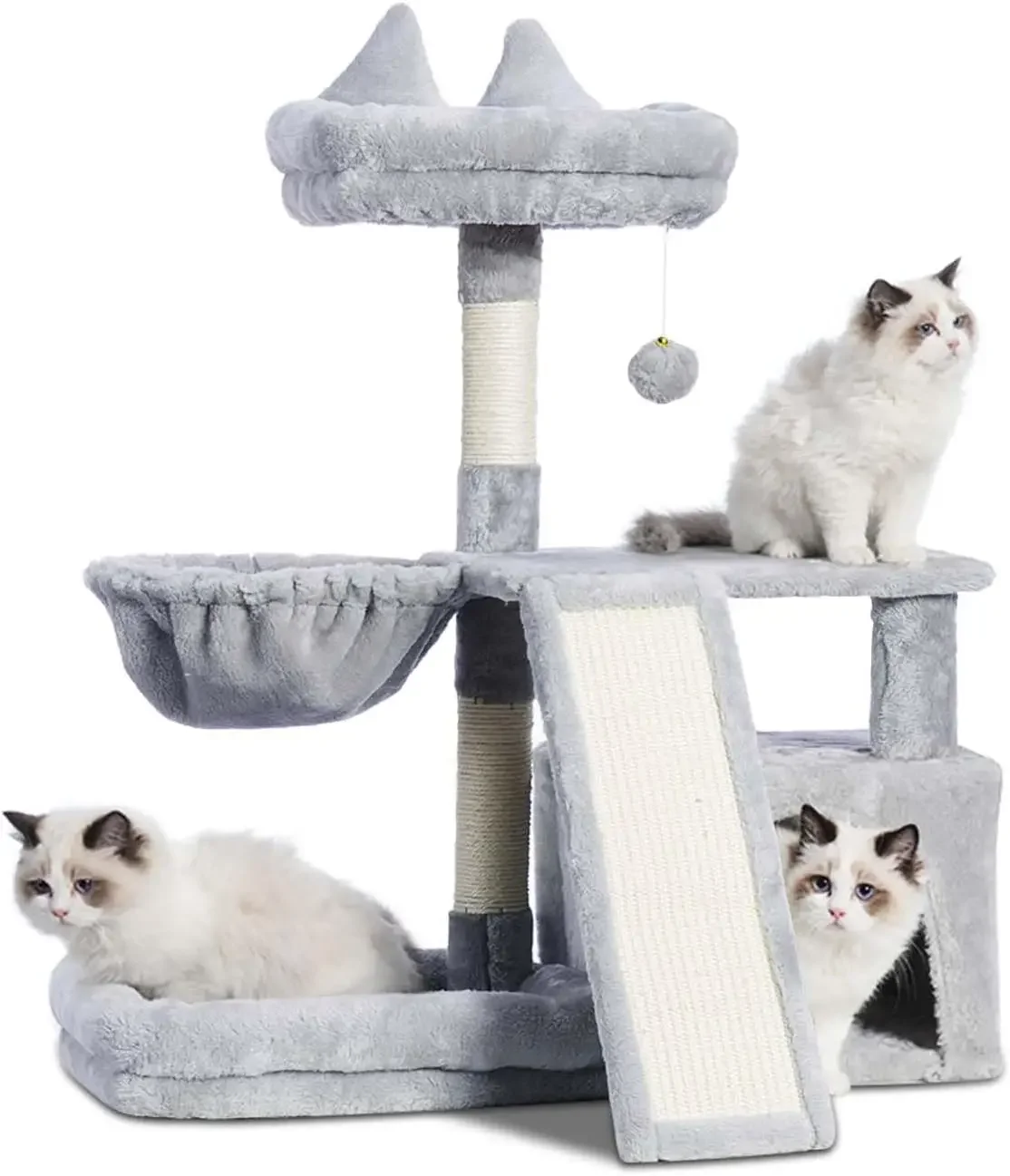 

Cat Tree, Cat Tower with condo, Basket, Large Bed, Platform, Scratch Board, Cat Scratching Posts for Indoor Cats,