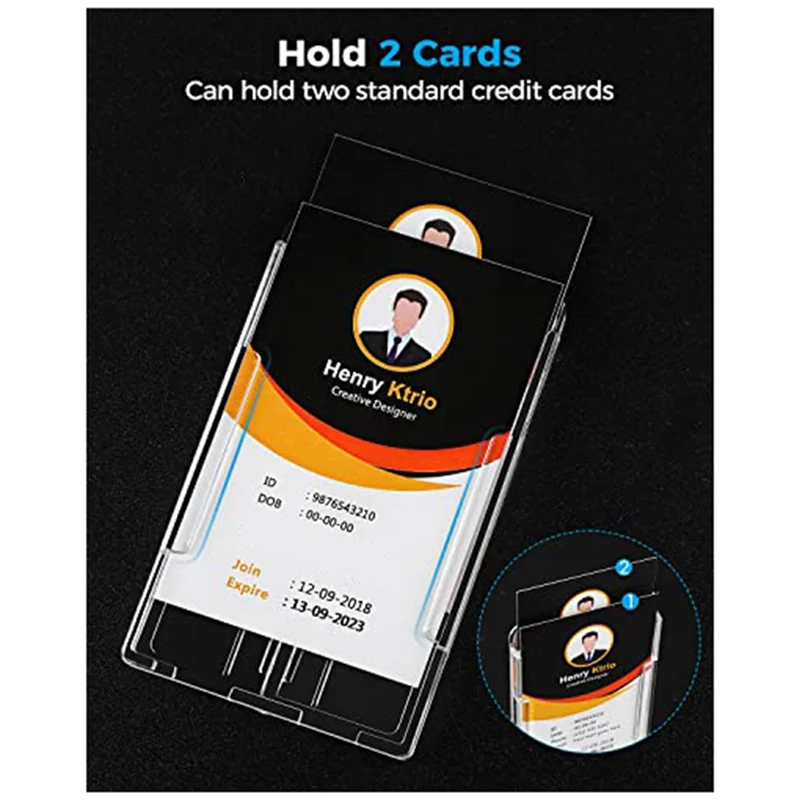 

J1UL1N 2PCS Vertical Hard Plastic Badge Holder Clear PC ID Badge Holder Id Card Holders For Badges With Thumb Slot Design