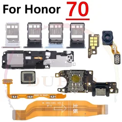 SIM Card Reader Charging Port Board For Honor 70 Honor70 Loudspeaker Earpiece Fingerprint Sensor On/Off Motherboard Flex Cable