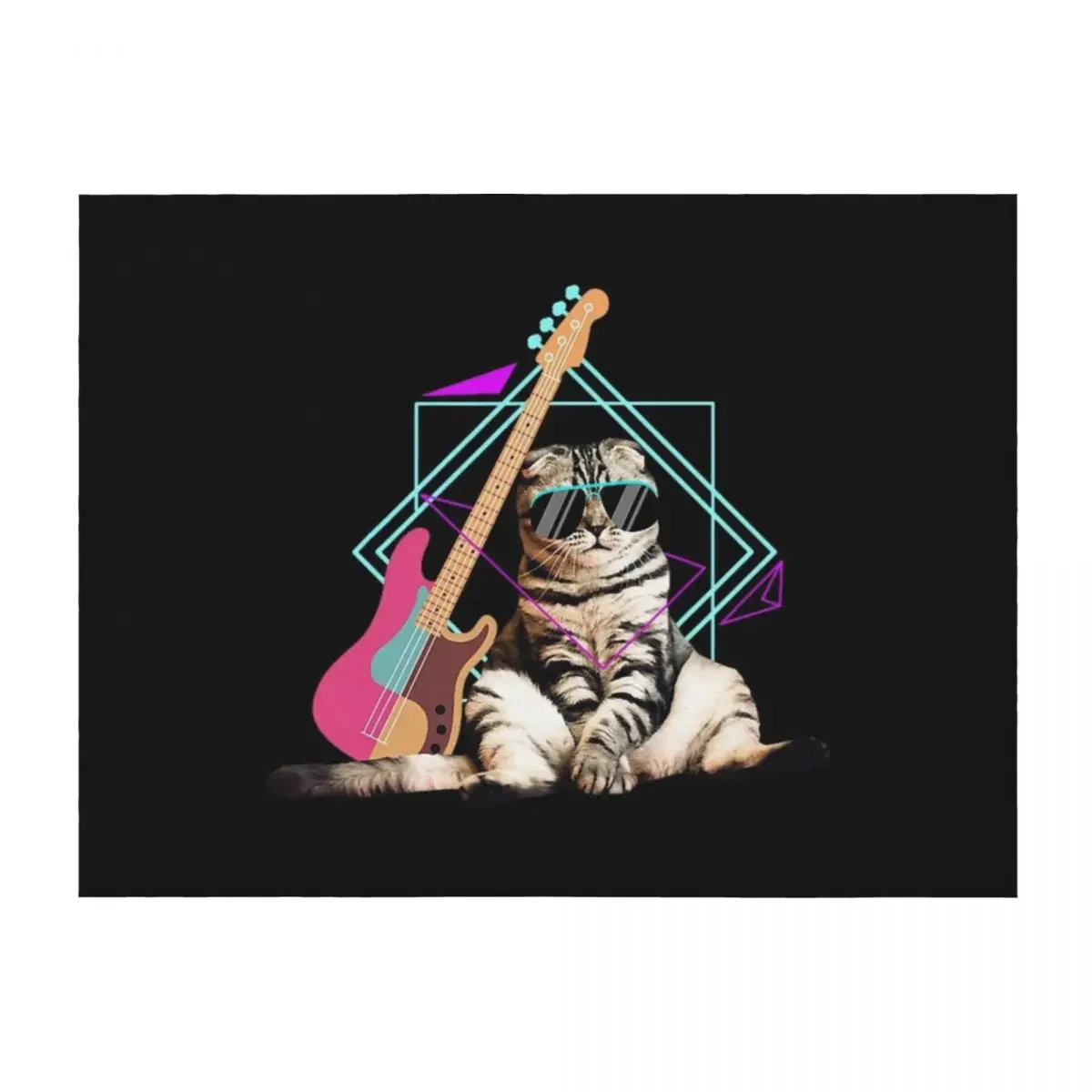 

Bass cat - Rock kitty on a bass guitar Throw Blanket halloween Loose Flannels Polar Blankets