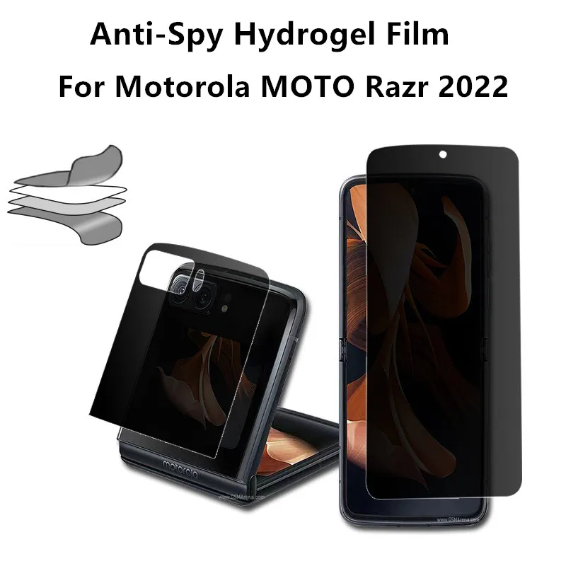 

Set Outer + Inner Anti-Spy Screen Protector For Motorola MOTO Razr 2022 Soft Privacy Film Anti-Scratch Cover Bubble-Free