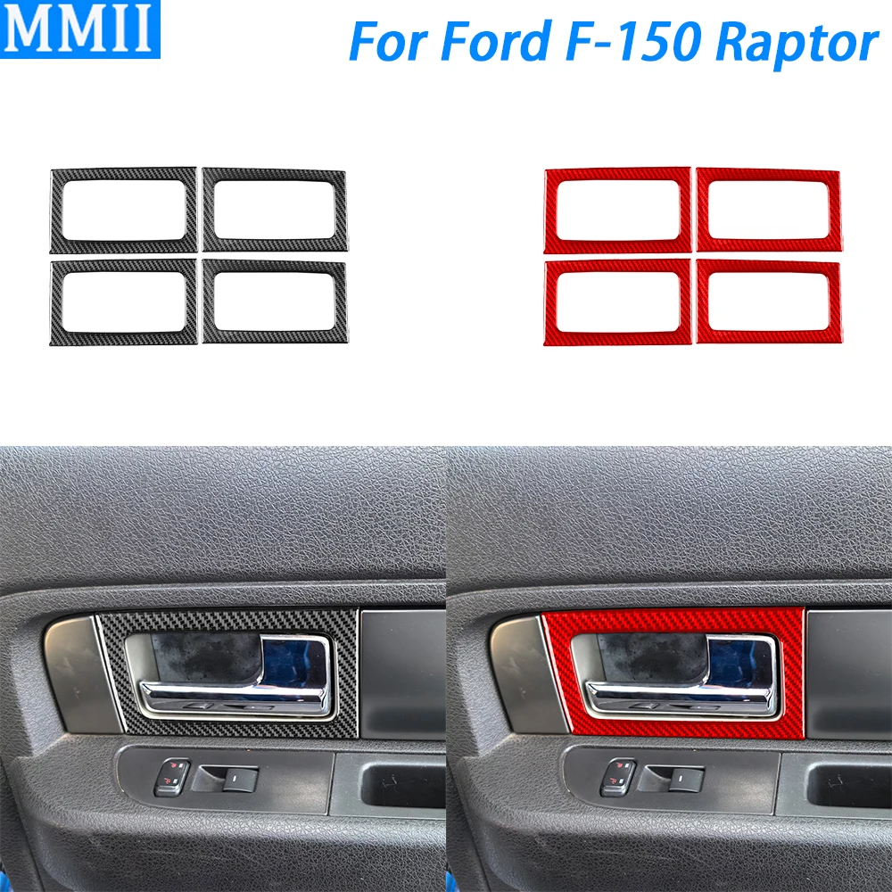 

For Ford F150 Raptor 2009-2014 Carbon Fiber Inner Door Handle Frame Cover Decorative Car Interior Decoration Accessories Sticker