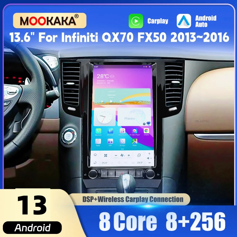 

13,6-дюймовый Android для Infiniti QX70 FX50 2007 ~ 2016 Carplay автомобильный мультимедийный плеер GPS-навигация стерео радио интеллектуальные системы