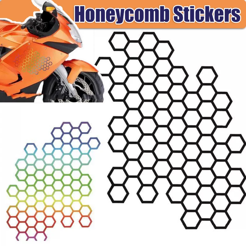 

Honeycomb Car Body Decals Waterproof Reflective Honeycomb Modification Creative Stickers 12.2 × 15.4 CM Automotive Accessories