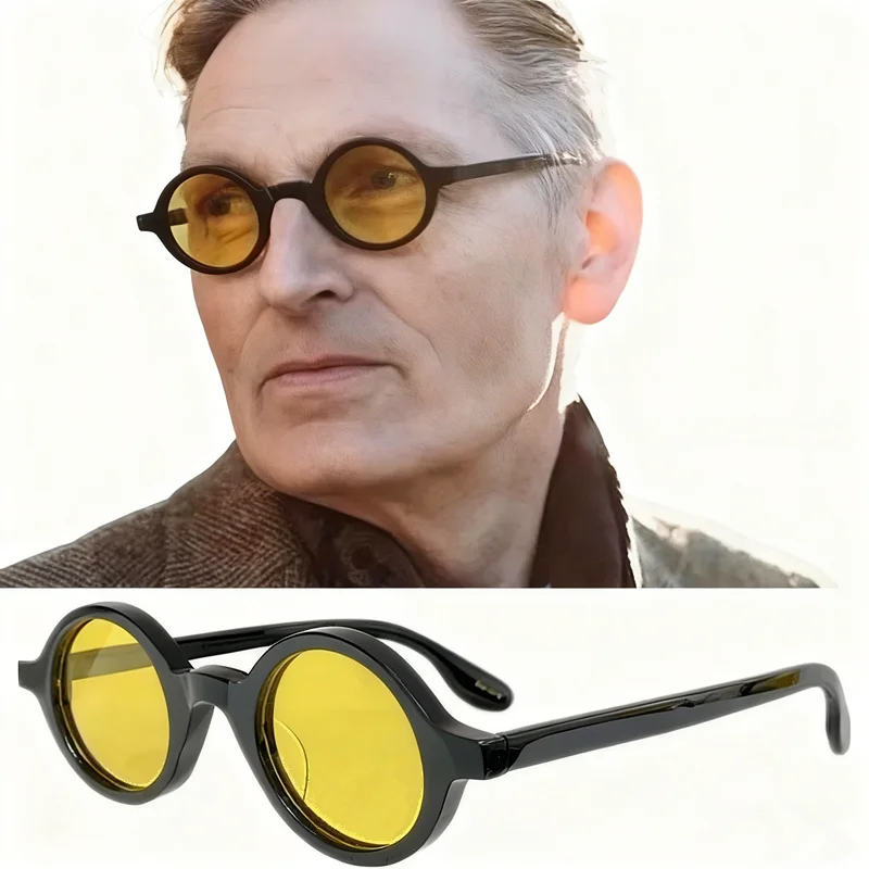 

Fashion Johnny Depp Retro-Vintage Round Prince Sunglasses UV400 Unisex Zolmn Polarized Nightvision Nightyellow Goggles 42 46