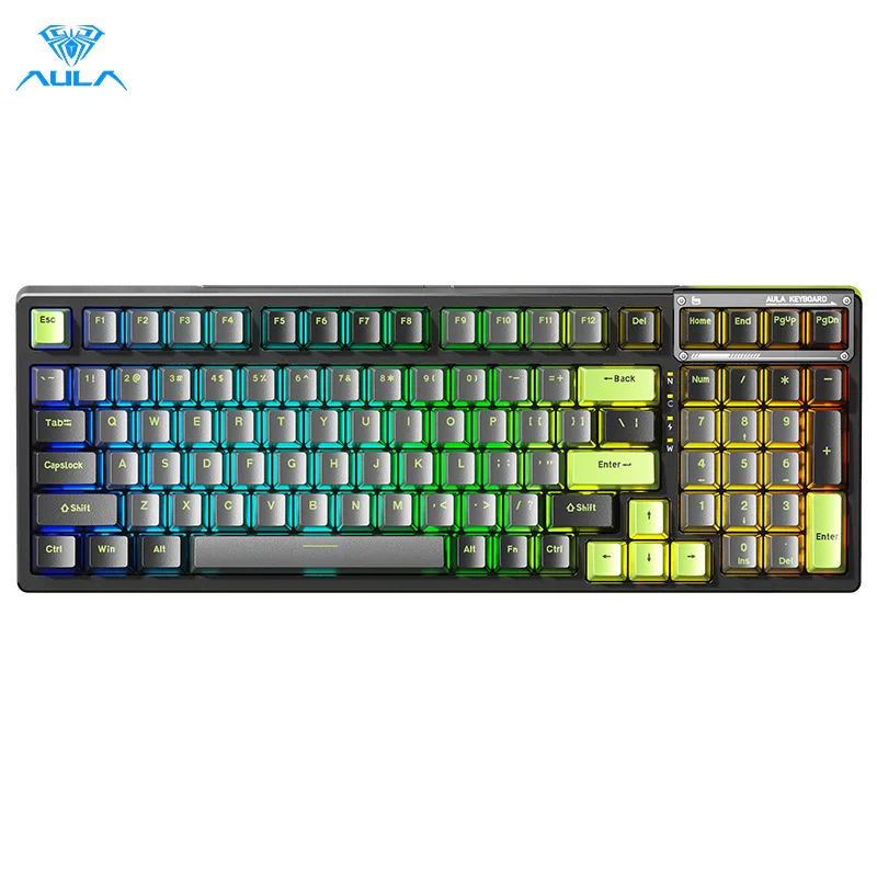 

AULA F98 Wireless Mechanical Keyboard Bluetooth Hot Swappable Transparent RGB Backlit Custom Gaming Keyboard for Windows/Mac