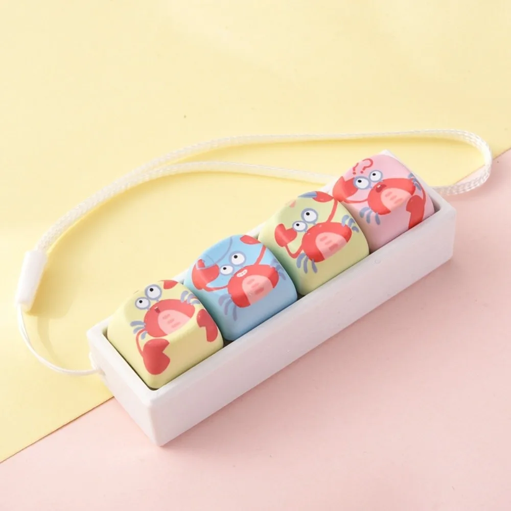 Cartoon 4 Keys Keyboard Keychain Animals Mini Fingertip Button Keyring Pressable Keys Clicker Sound Mechanical Keyboard Keyring