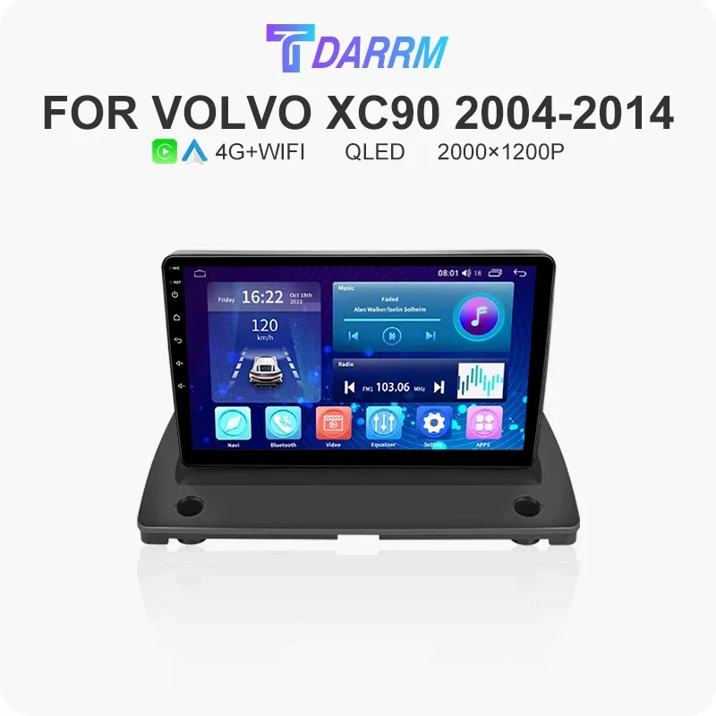 

For Volvo XC90 2002-2014 2K QLED Android 10 Car Radio Multimedia Video Player GPS AI Voice 4G CarPlay Head Unit Stereo