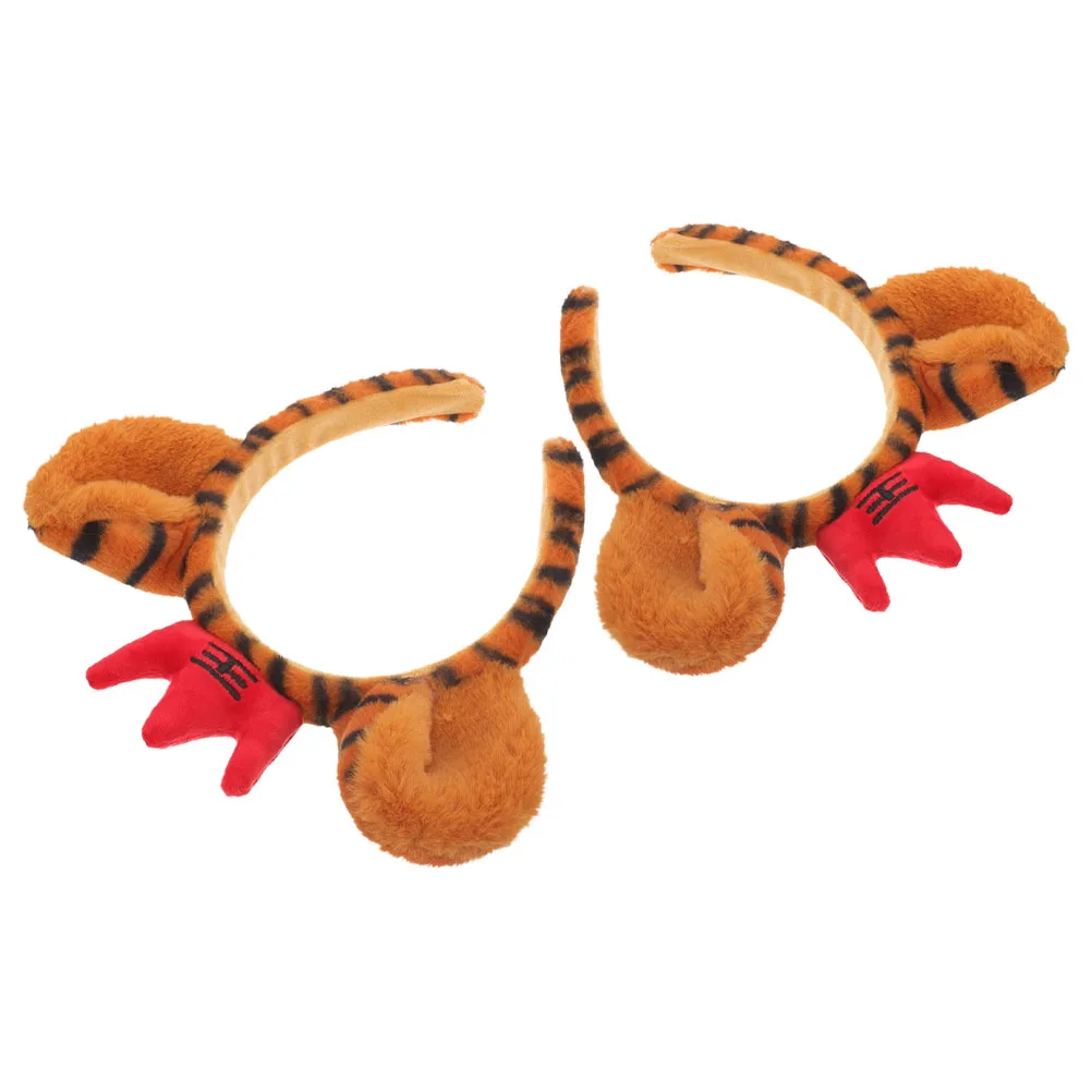 

2PCS Tiger Ears Headband Cute Halloween Cosplay Animal Ear Hairband Prop Accessory Soft Material Versatile Casual Wear