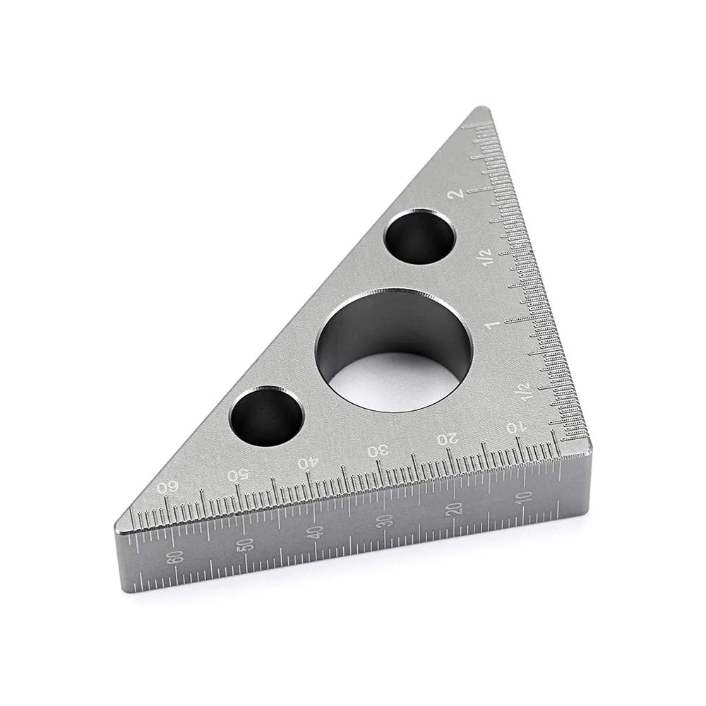 MAKLE Aluminum Alloy Right Angle Ruler Mini Pocket Square DIY Triangle Ruler Height Measuring Gauging Woodworking Tools