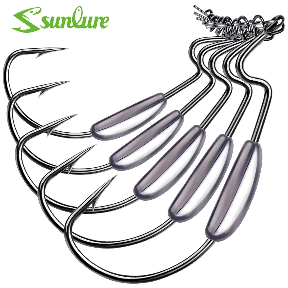 

Sunlure 25Pcs/Box Fishing Hooks High Carbon Steel Offset Crank Bass Fishing Hooks Soft Worm Bait Jig Mold Hooks Texas Rig Hook