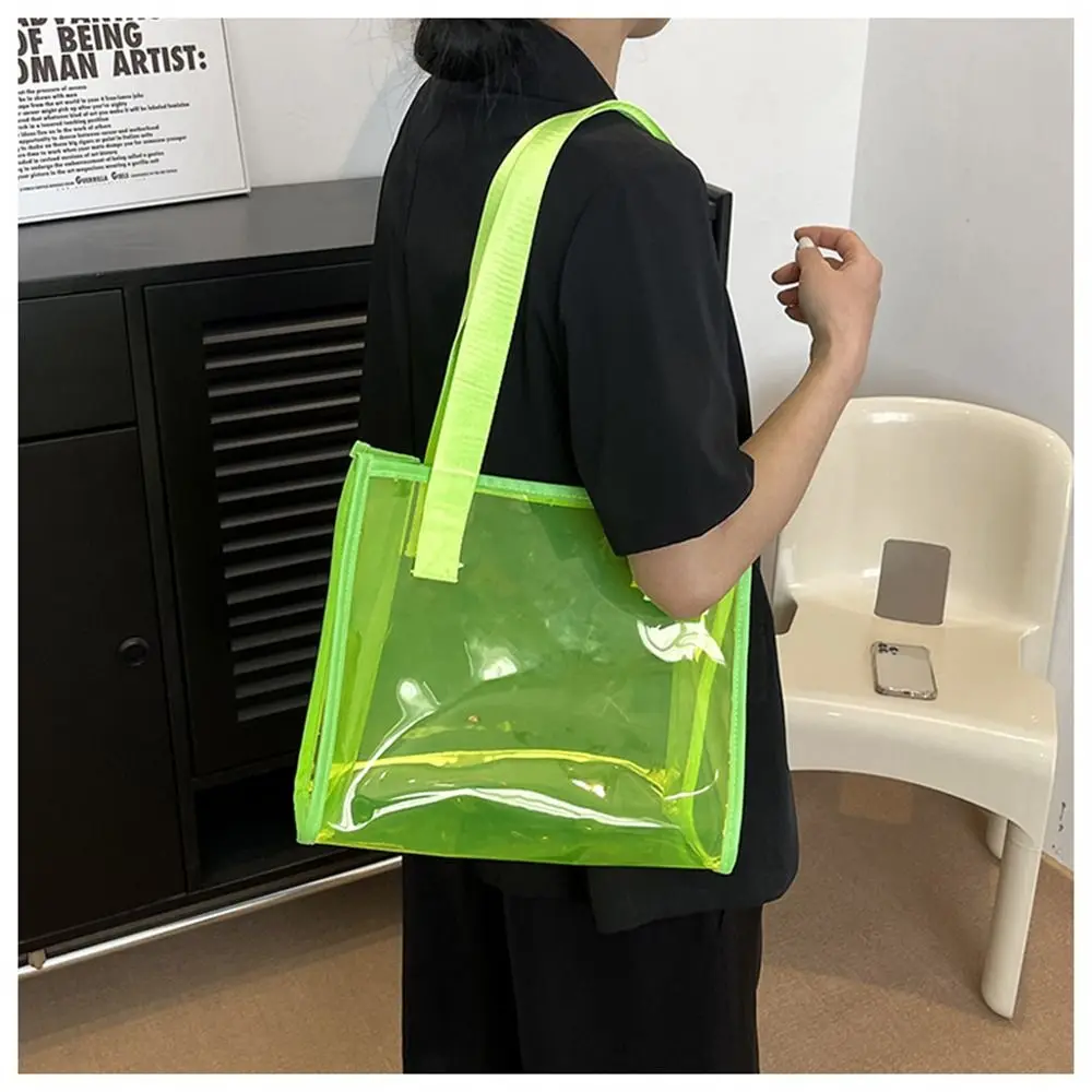 Clear Transparent Tote Bag Leisure PVC Jelly Large Capacity Shoulder Bag Waterproof Handbags Summer