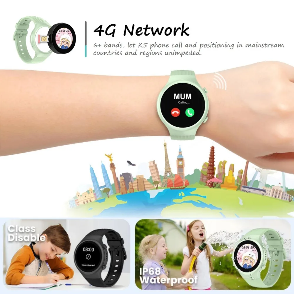 LAGENIO K5 4G Kids Smart Watch WIFI SOS GPS Monitor Tracker Location Smartwatch Child Waterproof Camera Video Call Phone Watch