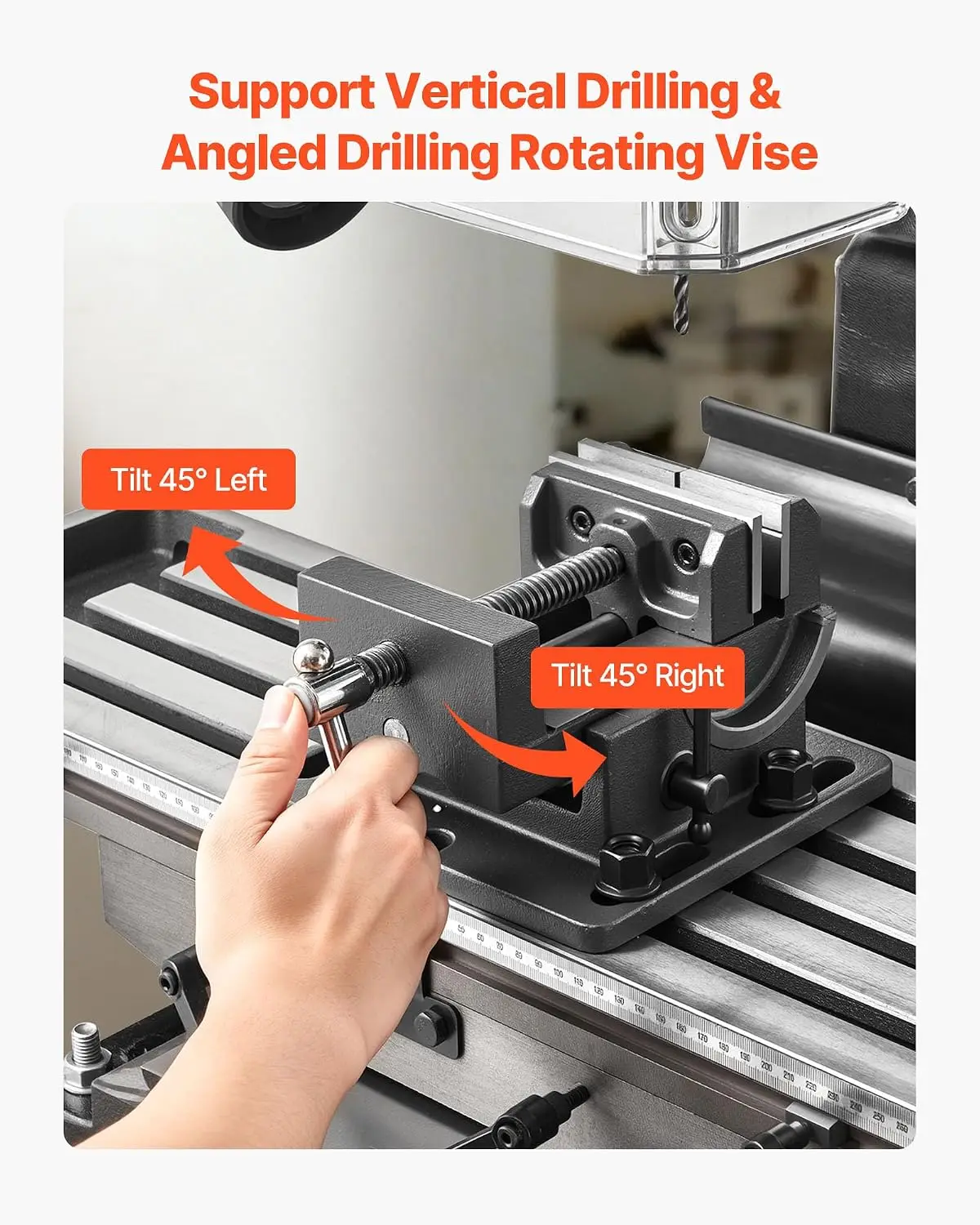 15.875-Inch Mill Drill Machine, 2 HP, Benchtop Milling Drill Press, 150-2560 RPM Adjustable Speed, with Rotating Vise, Laser and
