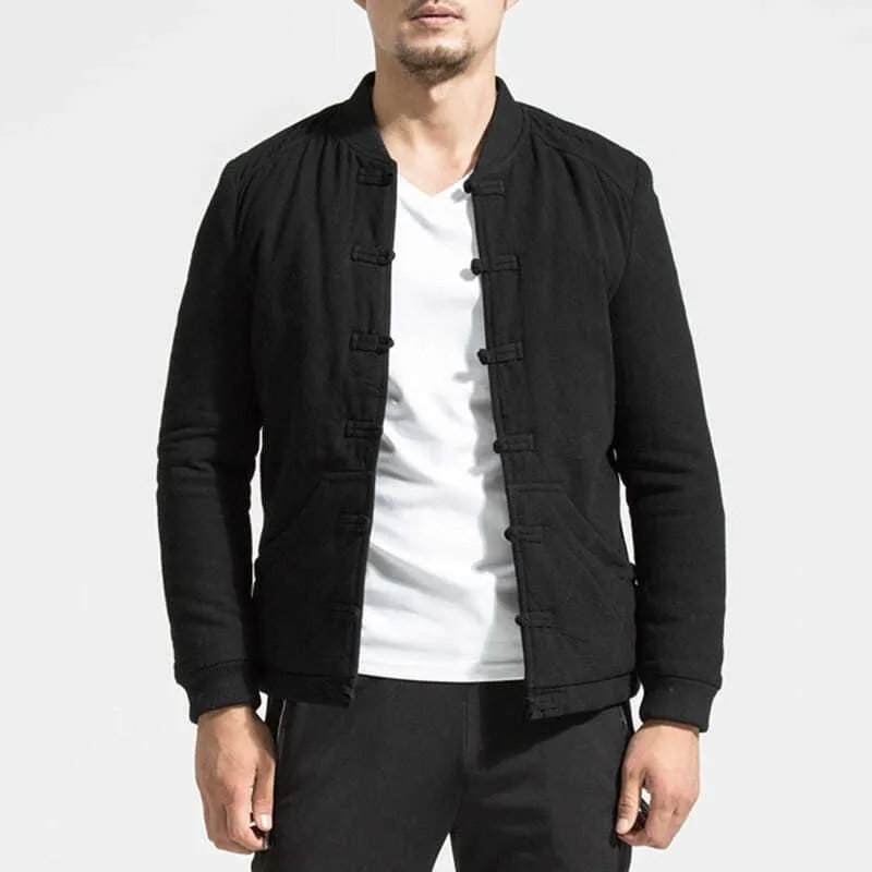 Men's Winter Thickened Lamb Fur Jacket with Fleece Inner Collar Button Design Short Style Cotton Padded Youth Fashion
