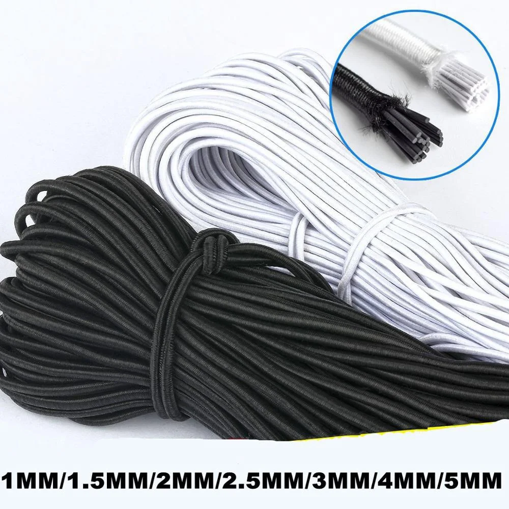 5 Meters Black White Multi Size1/1.5/2/2.5/3/4mm Round Elastic Band Elastic Rope Rubber Band Elastic Line DIY Sewing Accessories