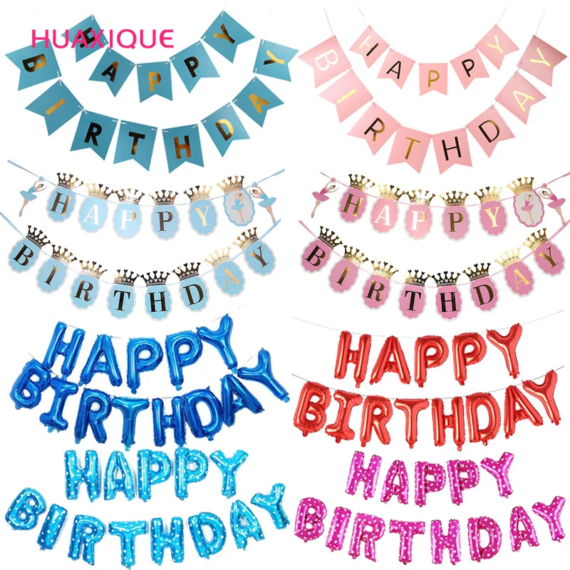 Multi Themes Happy Birthday Banner Baby Shower First Birthday Party Decorations Photo Booth Happy Birthday Bunting Garland Flags