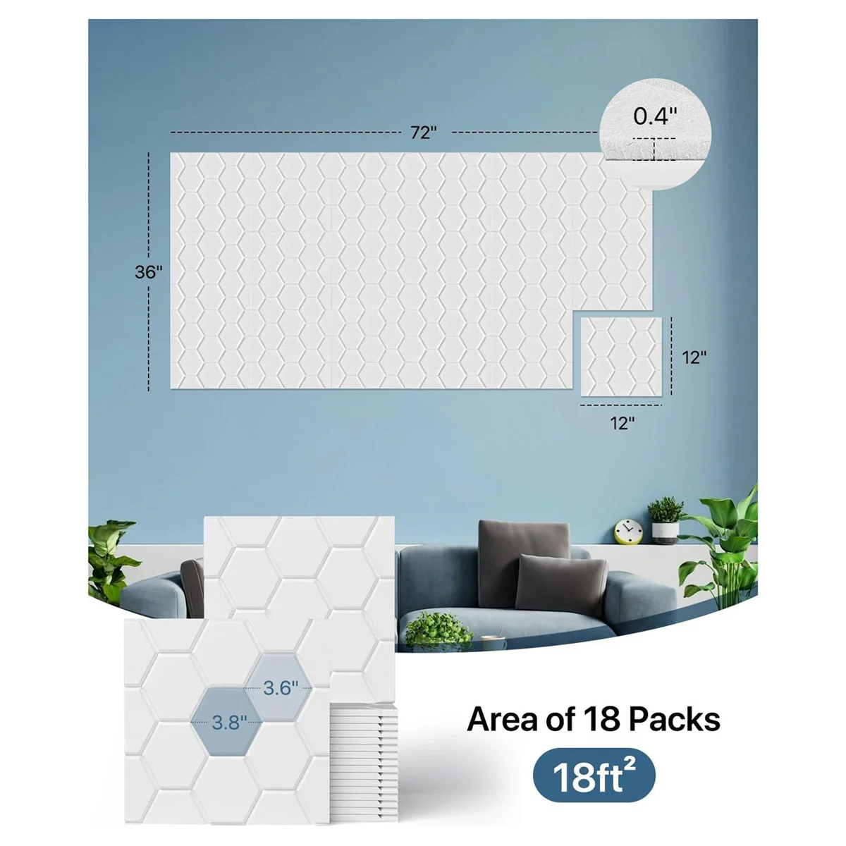 15 Pack Soundproof Wall Panels 12X12X0.4Inch Self-Adhesive Sound Absorbing Panel Sound Proof Panels White