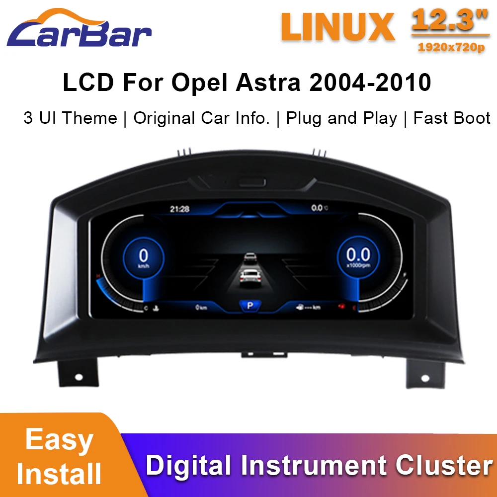 

Carbar 12.3" LCD Dashboard Screen LCD For Opel Astra 2004-2010 Car Digital Instrument Cluster Speedometer