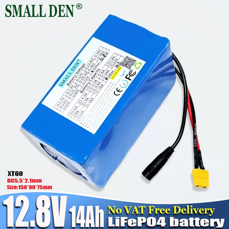 

12.8V 14Ah Lifepo4 battery pack 32700 with BMS 12V device12V children's toy car sprayer surveillance camera backup power battery