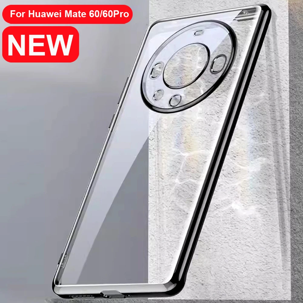 Transparent Plating case for Huawei Mate 60 Pro Mate60 Pro+ Case Ultra thin soft TPU electroplate Shining Cover for Mate60RS