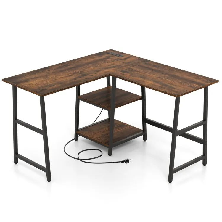 

Home Office Desk Writing Table Computer Desk L-Shaped Corner w/Storage Shelves