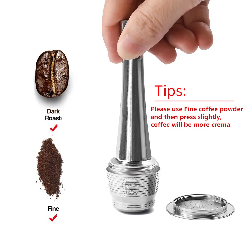 ICafilasFast Shipping Nespresso Stainless Steel Refillable Coffee Capsule Coffee Tamper Reusable Coffee Pod Coffeeware