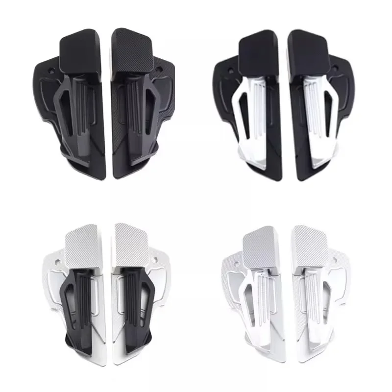 

Sprint 150 automatic pop-out rear passenger footrests modified with mechanical ball-bearing pedals.