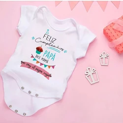 Happy Birthday Dad Says Mom That I Am The Best Gift Print Baby Romper Dadyy Birthday Infant Outfit Newborn Short Sleeve Bodysuit