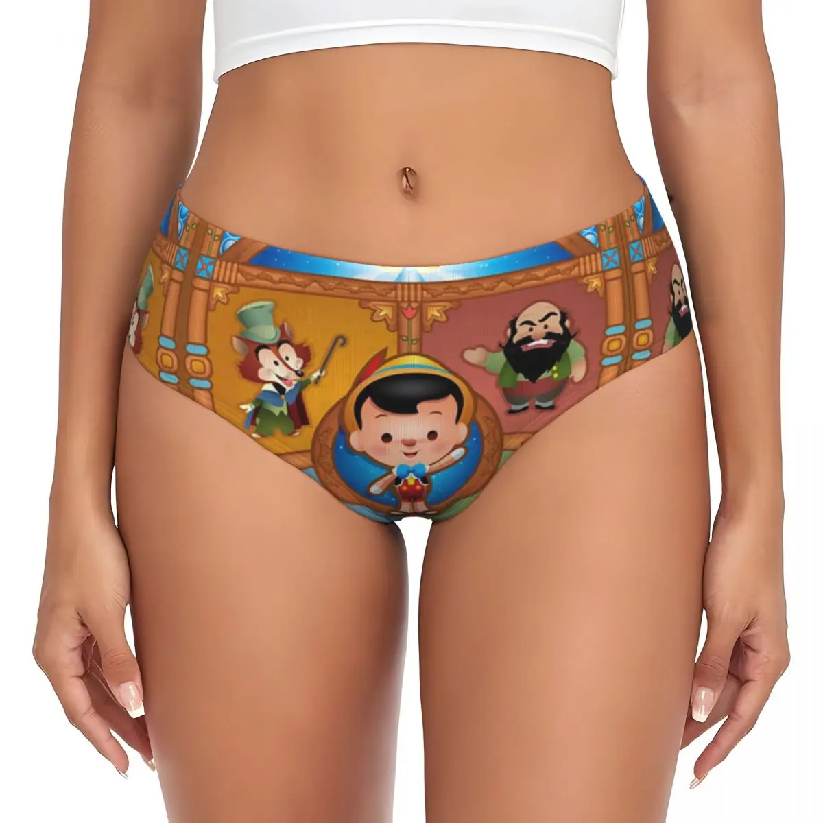 Custom Women PINOCCHIO Cartoon Moives Panties Breathable Briefs Underwear