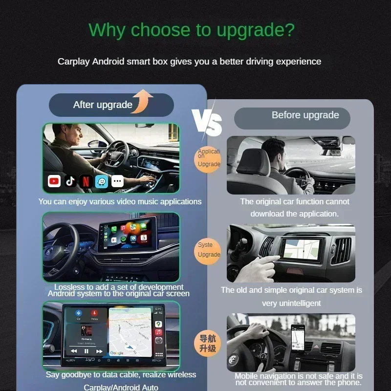 2024 novo carplay ai box android13 caixa de tv inteligente android auto apple carplay 3in1 adaptador inteligente embutido netflix youtube play store