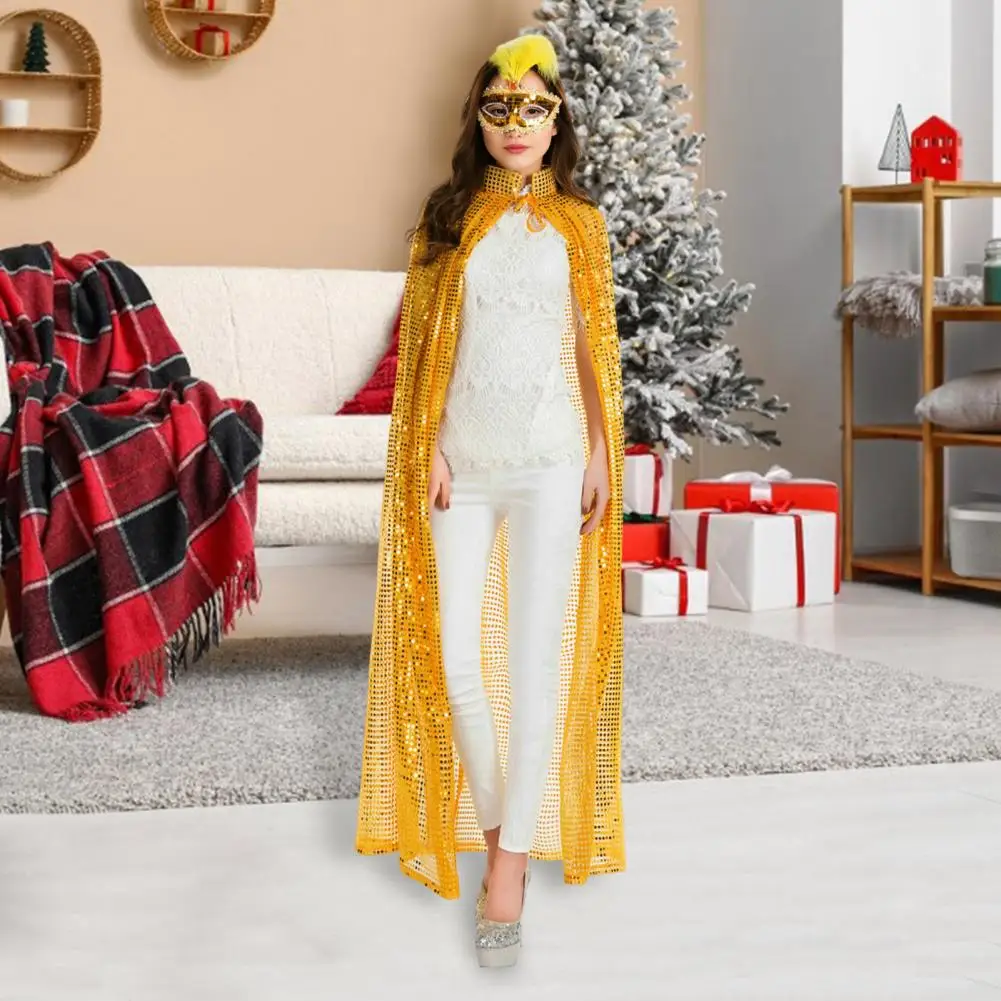 Halloween Cloak Cape Sequin Decoration Cloak Adult Long Sequin Cape for Women Halloween Party Cloak Costume for Cosplay