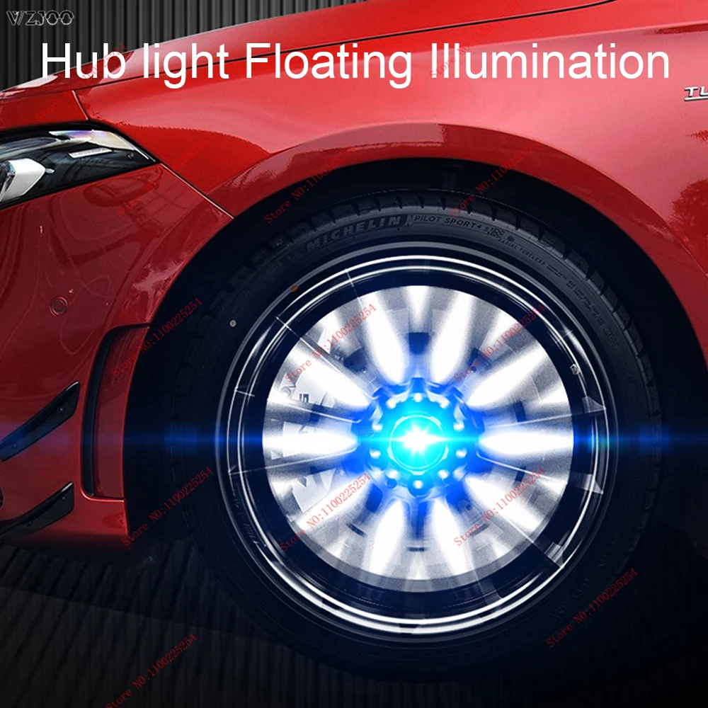 4XFloating LED Illuminated Hub Light Car Wheel Center Caps Light for toyota BMW Mercedes Land Rover Jaguar Volvo etc hub light
