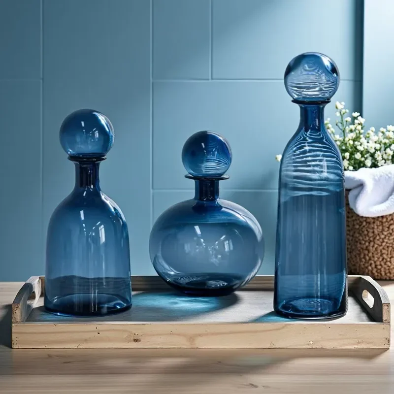 for Creative Art Pure Handmade Glass Vase Colored Ball with Lid Storage Tank Small Mouth Home Wholesale Ornament Decoration