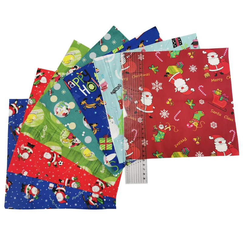 Teramila Christmas Series 100% Cotton Fabric Printed Cloth Sewing Quilting Fabrics Needlework DIY Handmade Material 25x25cm